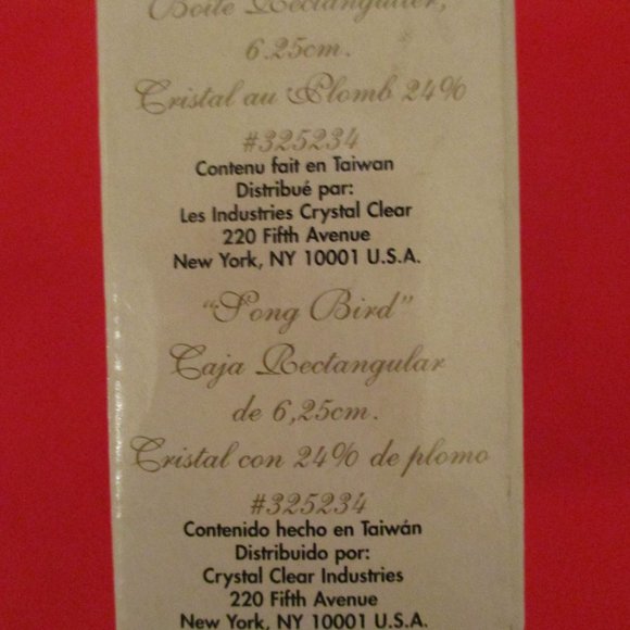 Crystal Trinket Box Song Bird Lidded Crystal Trinket Box Etched Crystal Songbird - Picture 12 of 12